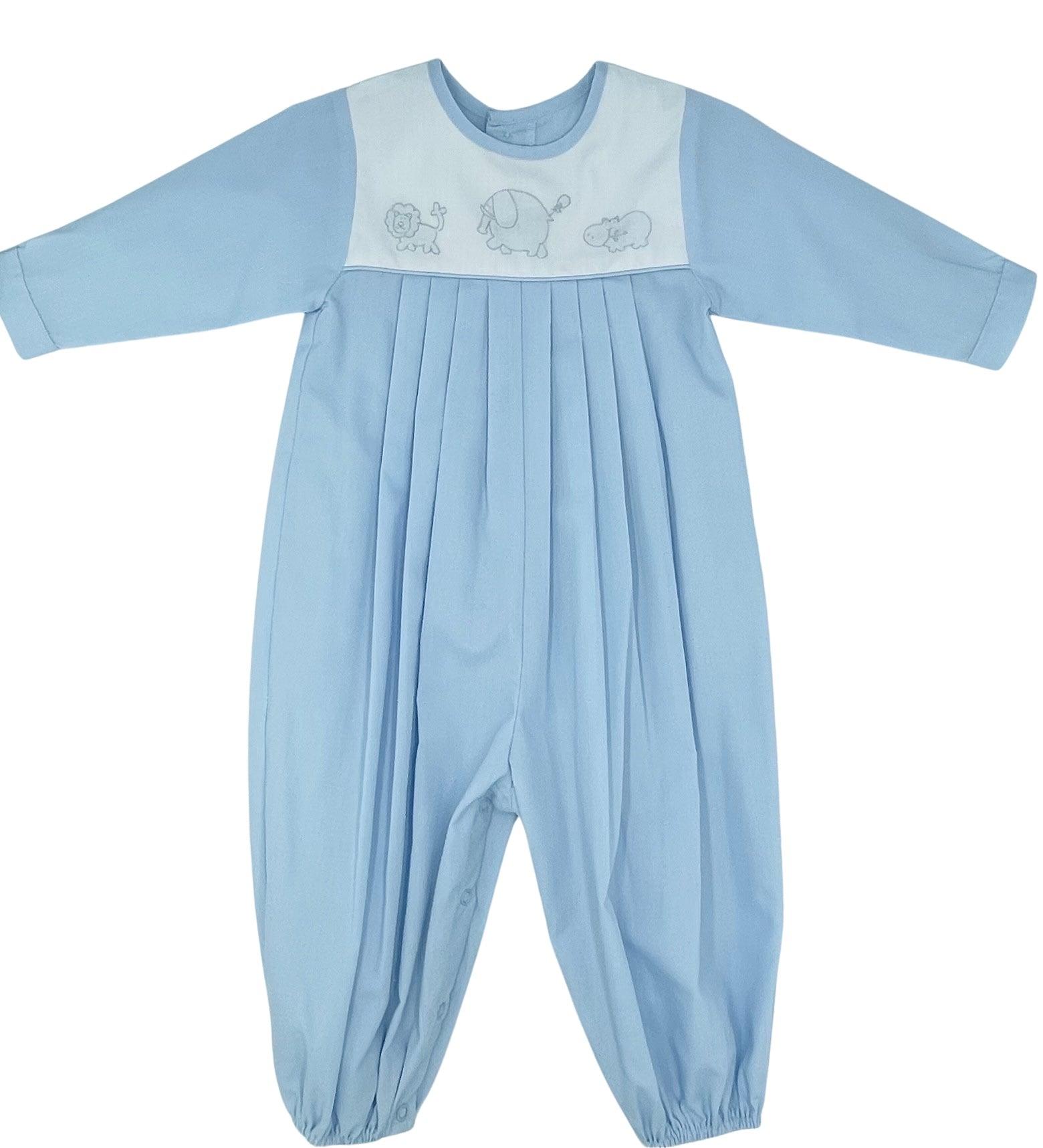 Auraluz Blue Longall with Safari Embroidery - shopnurseryrhymes