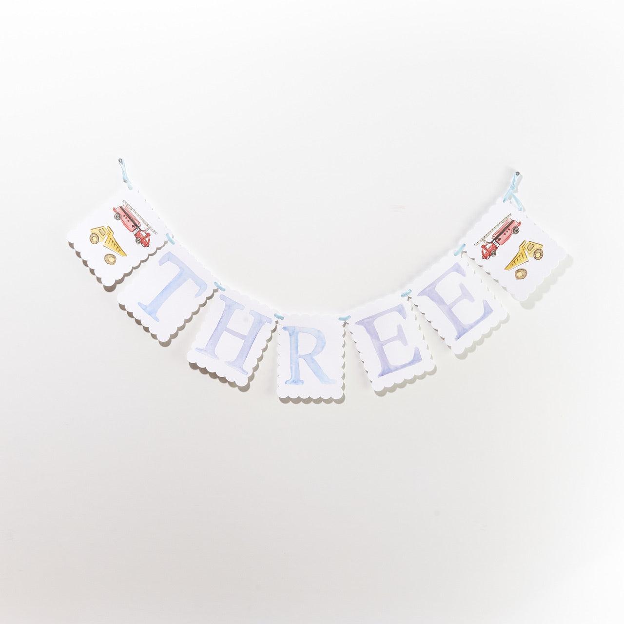 Over the Moon "THREE" Birthday Banner - shopnurseryrhymes