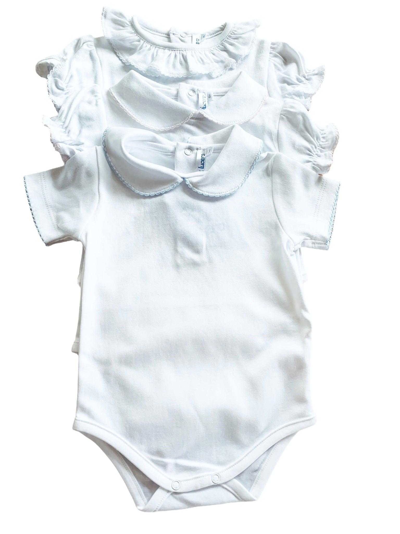 Mi Lucero White Picot Trimmed Bodysuits - shopnurseryrhymes