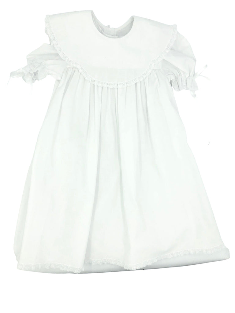 Auraluz White Lace Dress with Bib Lace Collar - shopnurseryrhymes
