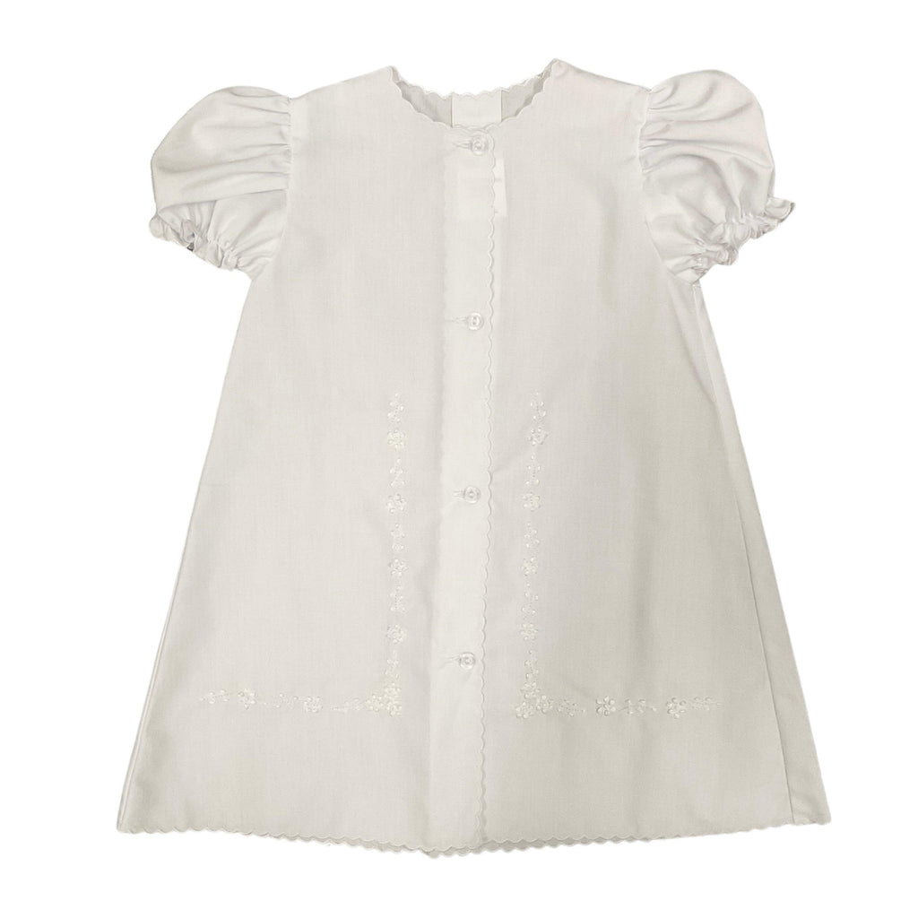 Auraluz White Daygown with White Embroidered Flowers - shopnurseryrhymes