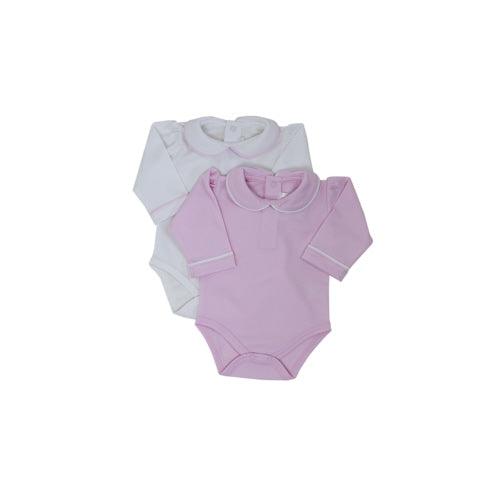 Cuclie Baby Round Collar Long Sleeve Onesie Pink