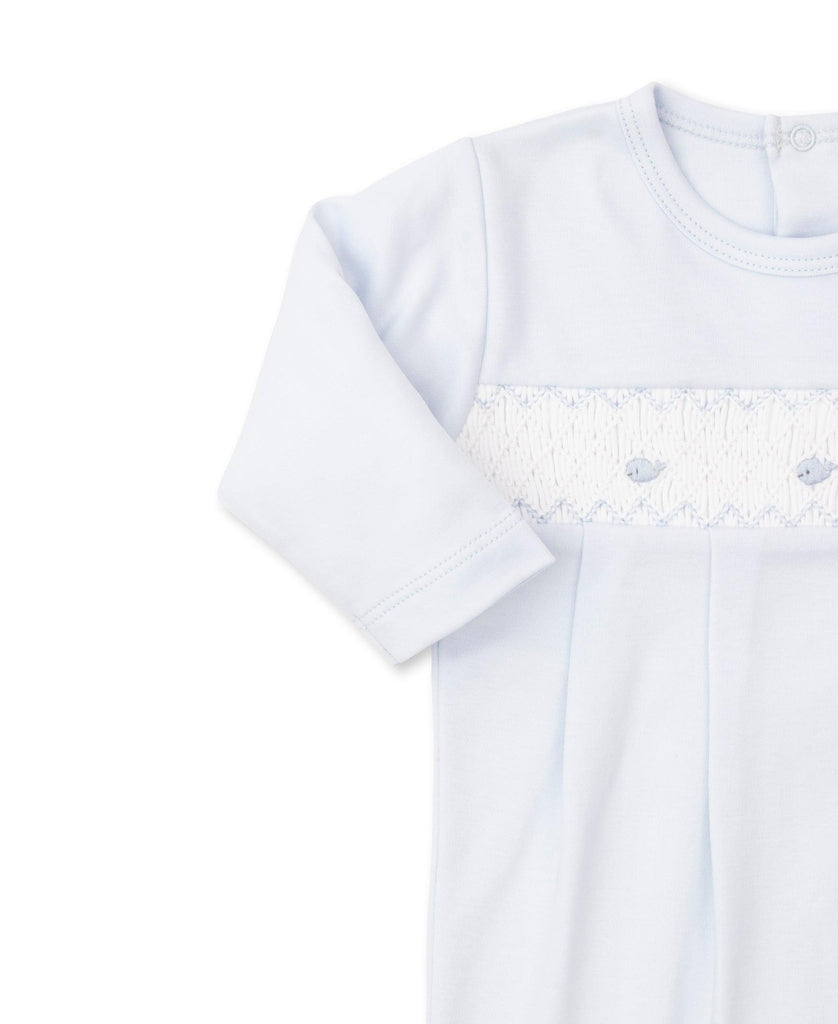 Kissy Kissy Blue Smocked Footie with Whale Embroidery - shopnurseryrhymes