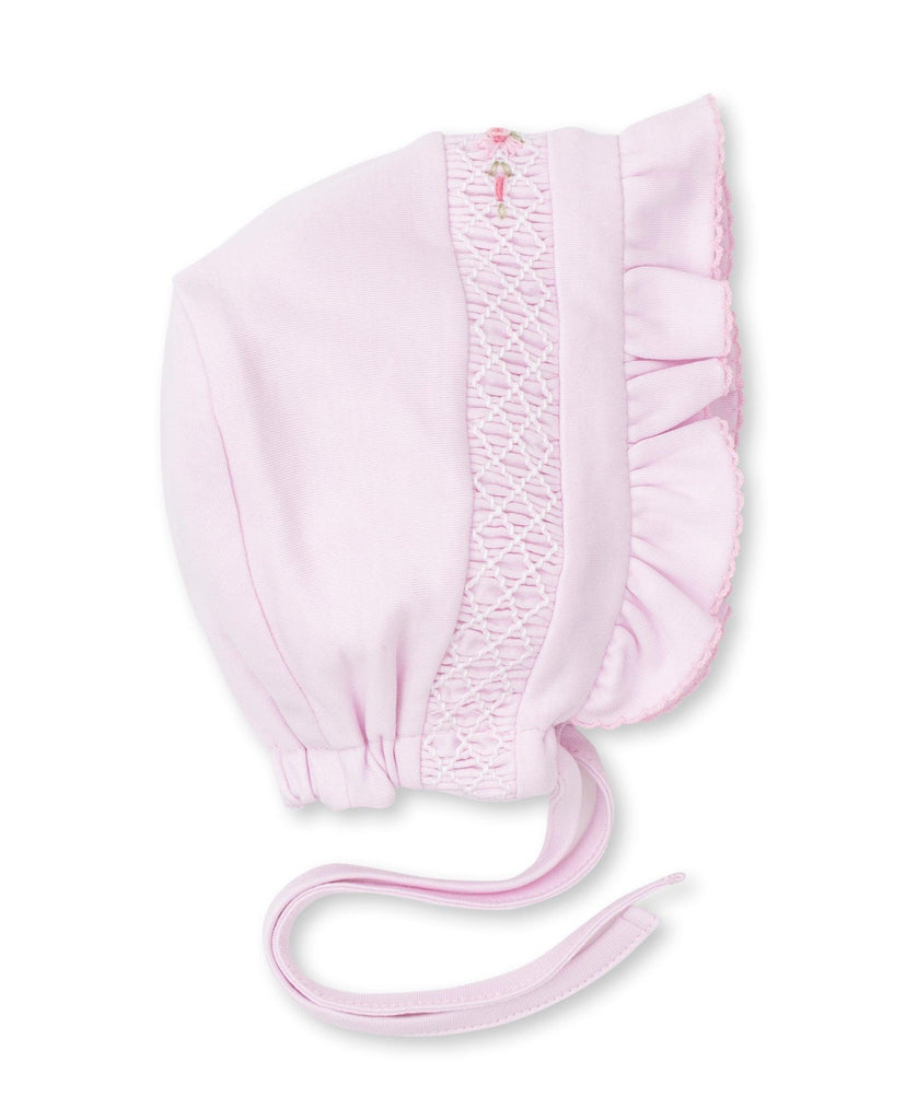 Kissy Kissy Pink Bonnet with Floral Hand Smocking