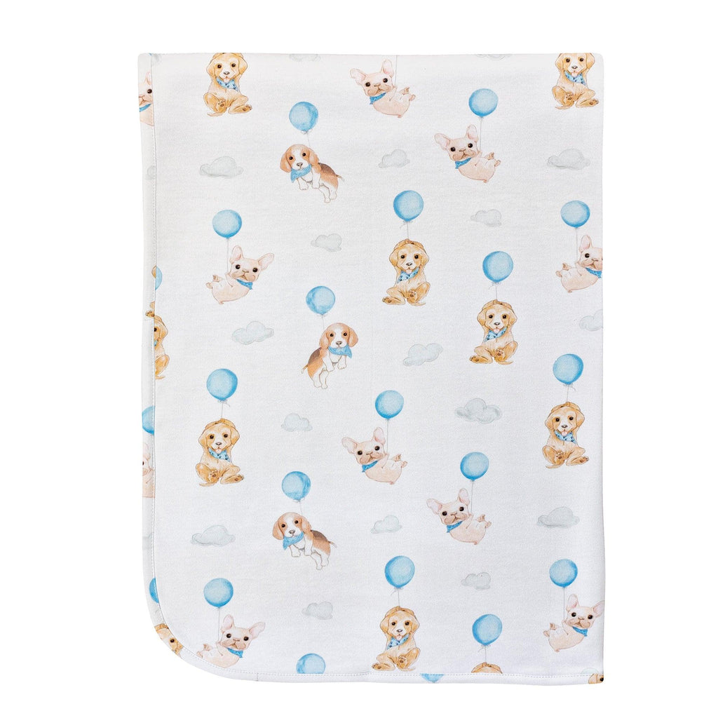 Baby Club Chic Cute Puppies Blue Receiving Blanket - shopnurseryrhymes
