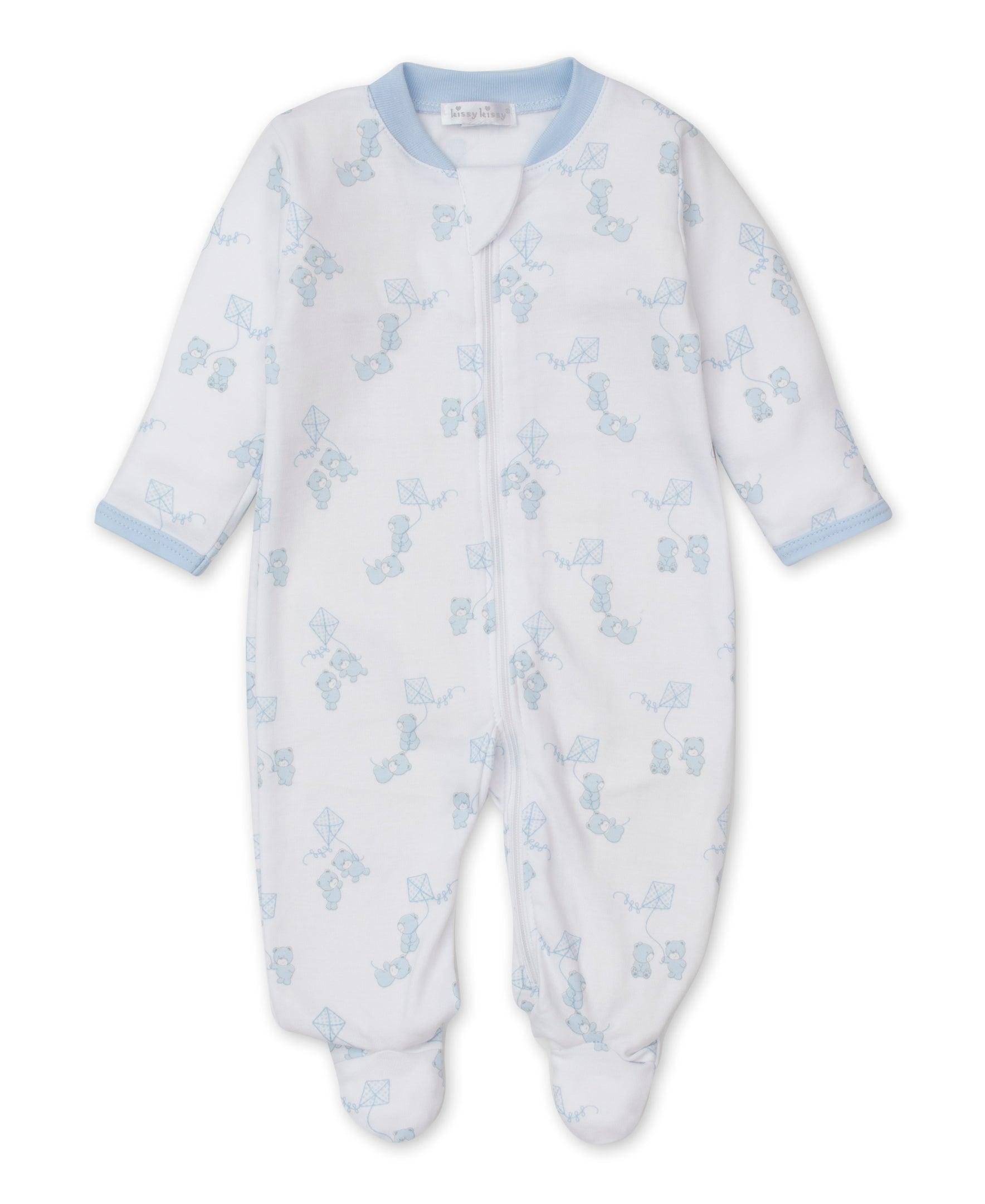 Kissy Kissy Beary Nice Kites Blue Zip Footie - shopnurseryrhymes